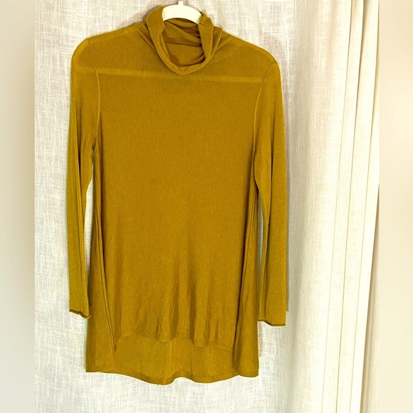 Eileen Fisher XS Lyocell Blend Turtleneck Tunic Top with Eliptical Hem EUC - Picture 1 of 5